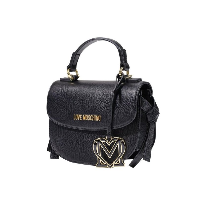 Love Moschino Structured Polyurethane Top Handle Bag — Black, view 2