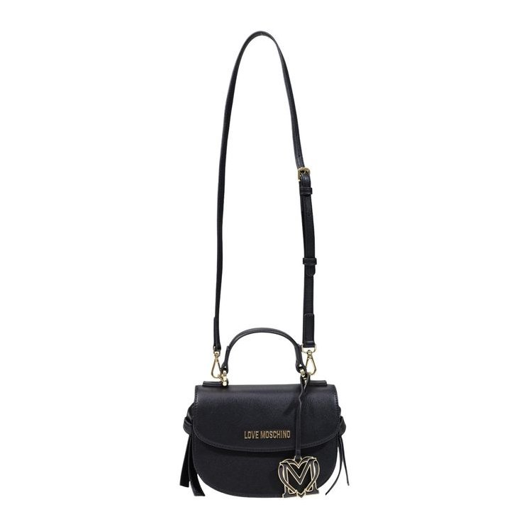 Love Moschino Structured Polyurethane Top Handle Bag — Black, view 5