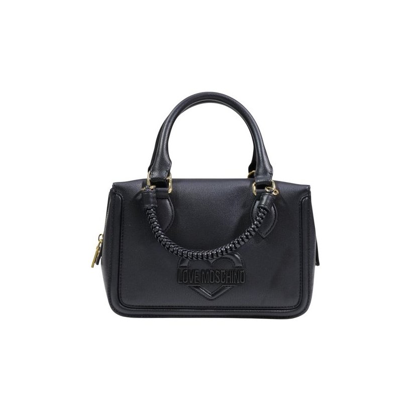 Love Moschino Logo-Embossed Polyurethane Top Handle Bag — Black by Love Moschino