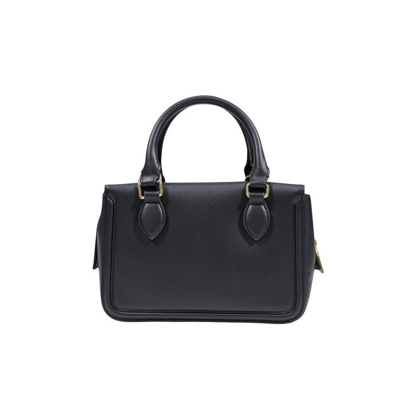 Love Moschino Logo-Embossed Polyurethane Top Handle Bag — Black, view 4