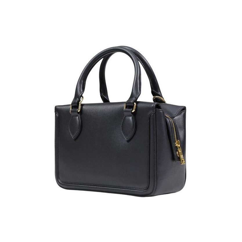 Love Moschino Logo-Embossed Polyurethane Top Handle Bag — Black, view 5