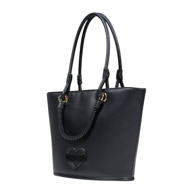 Love Moschino Embossed Heart Logo Tote Bag — Black, view 2