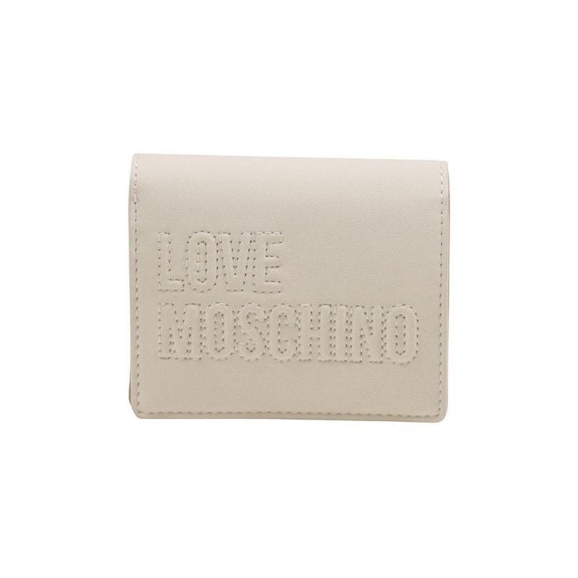 Love Moschino Logo-Embossed Polyurethane Wallet — Beige by Love Moschino