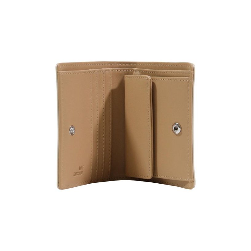 Love Moschino Logo-Embossed Polyurethane Wallet — Beige, view 5