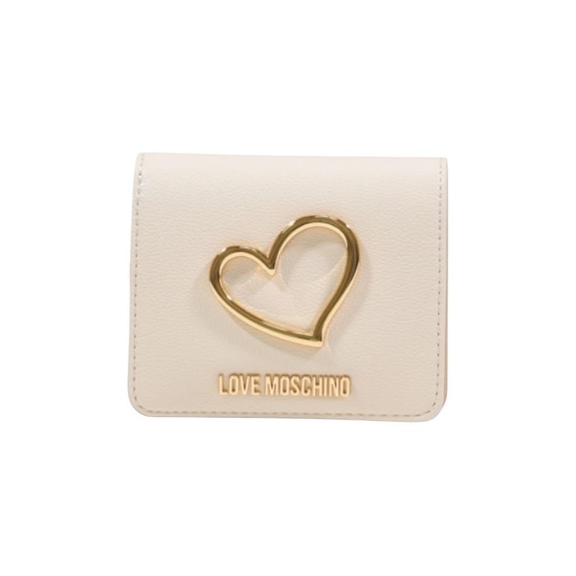 Love Moschino Gold Heart-Embellished Wallet — Beige by Love Moschino