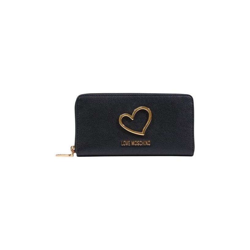 Love Moschino Logo-Embellished Polyurethane Wallet — Black by Love Moschino