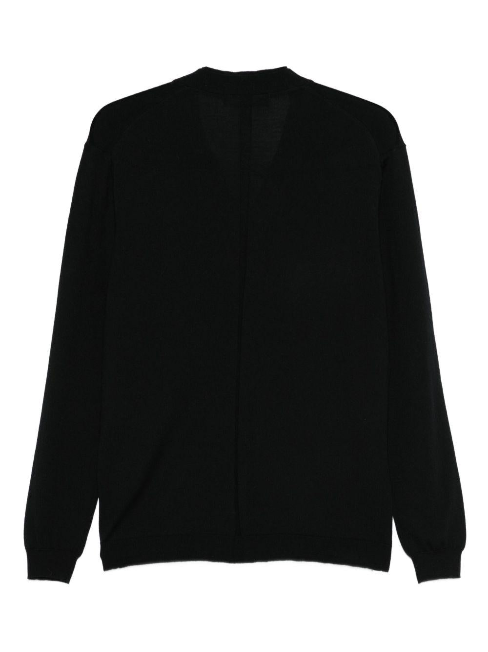 Low Brand Wool Cardigan — Black, view 2