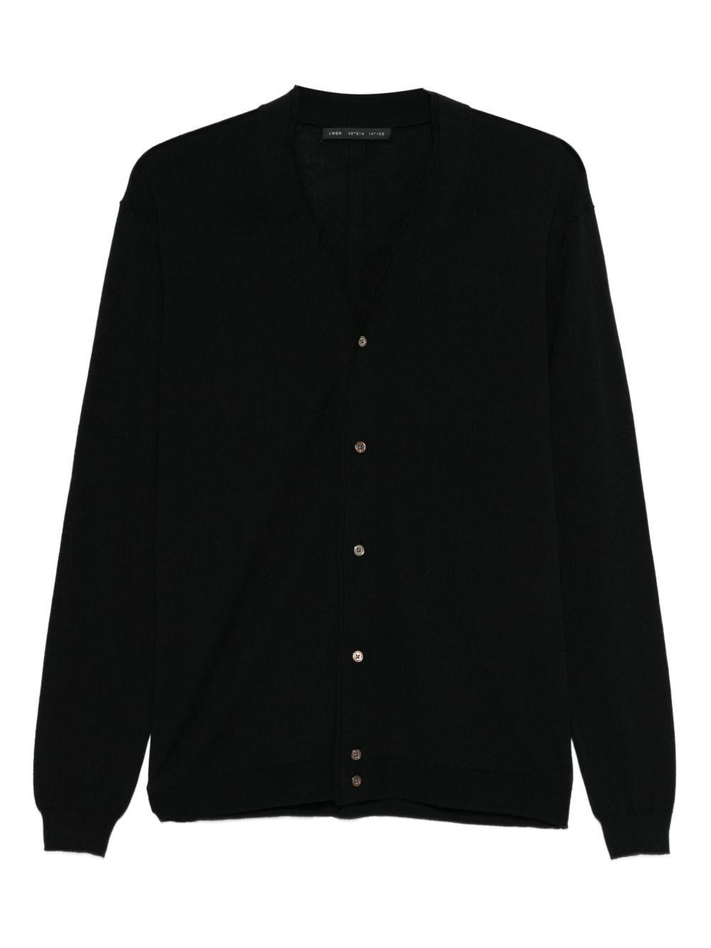 Low Brand Wool Cardigan — Black, view 3