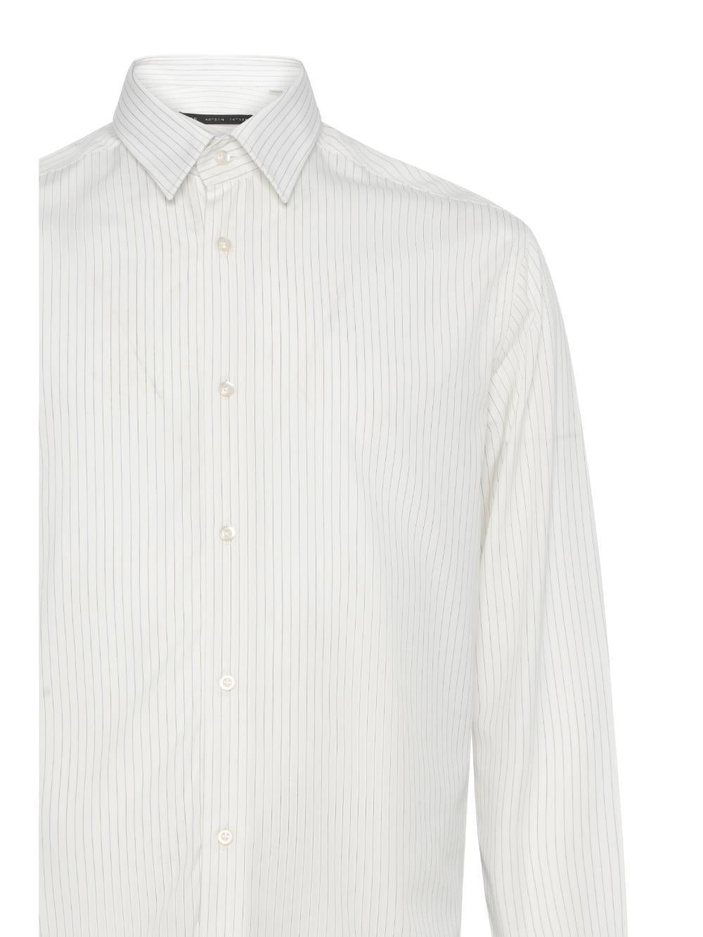 Low Brand Striped Cotton Shirt — White by Low Brand