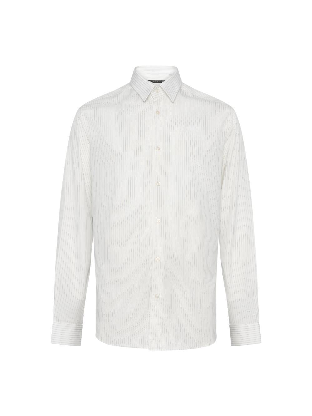 Low Brand Striped Cotton Shirt — White, view 2