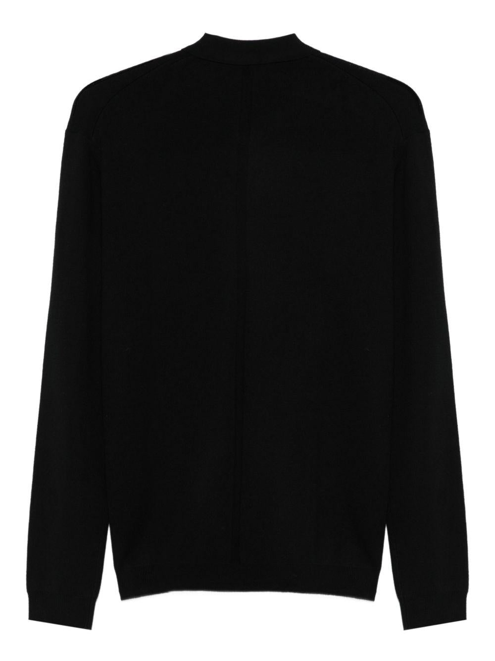 Low Brand Button-Placket Wool Sweater — Black, view 2