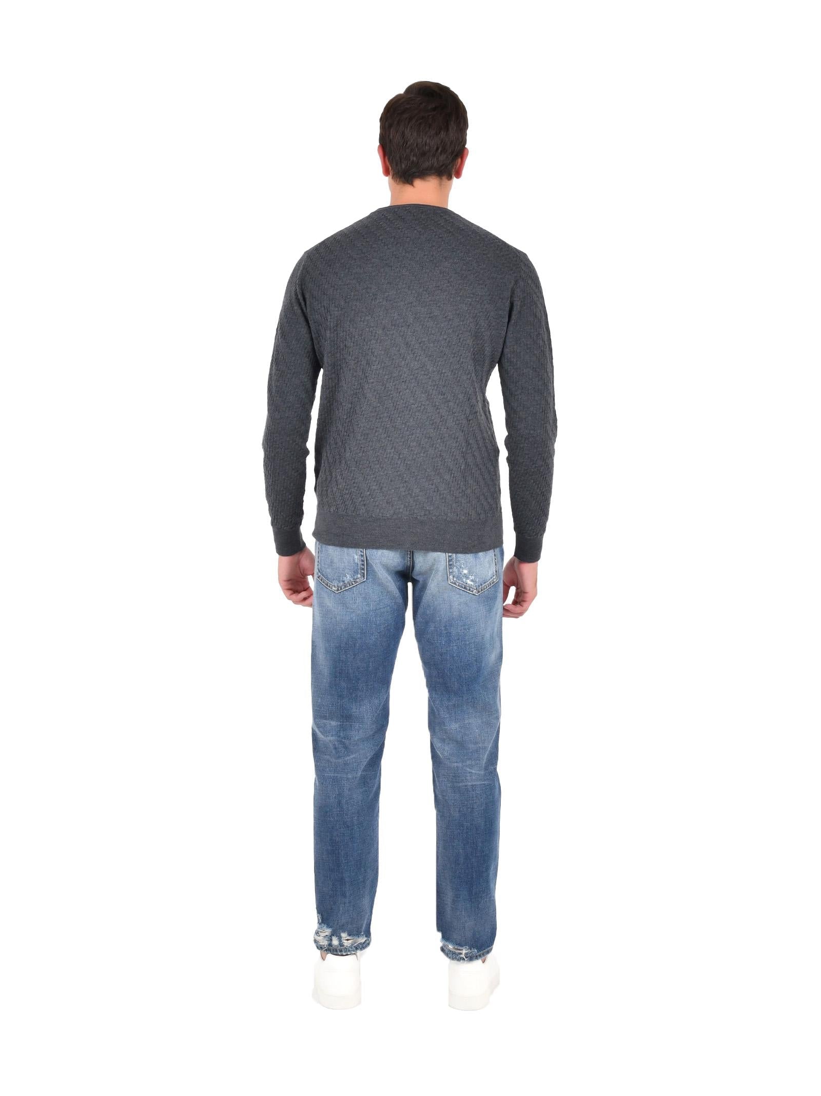 Low Brand All-Over Jacquard Wool Sweater — Gray, view 2