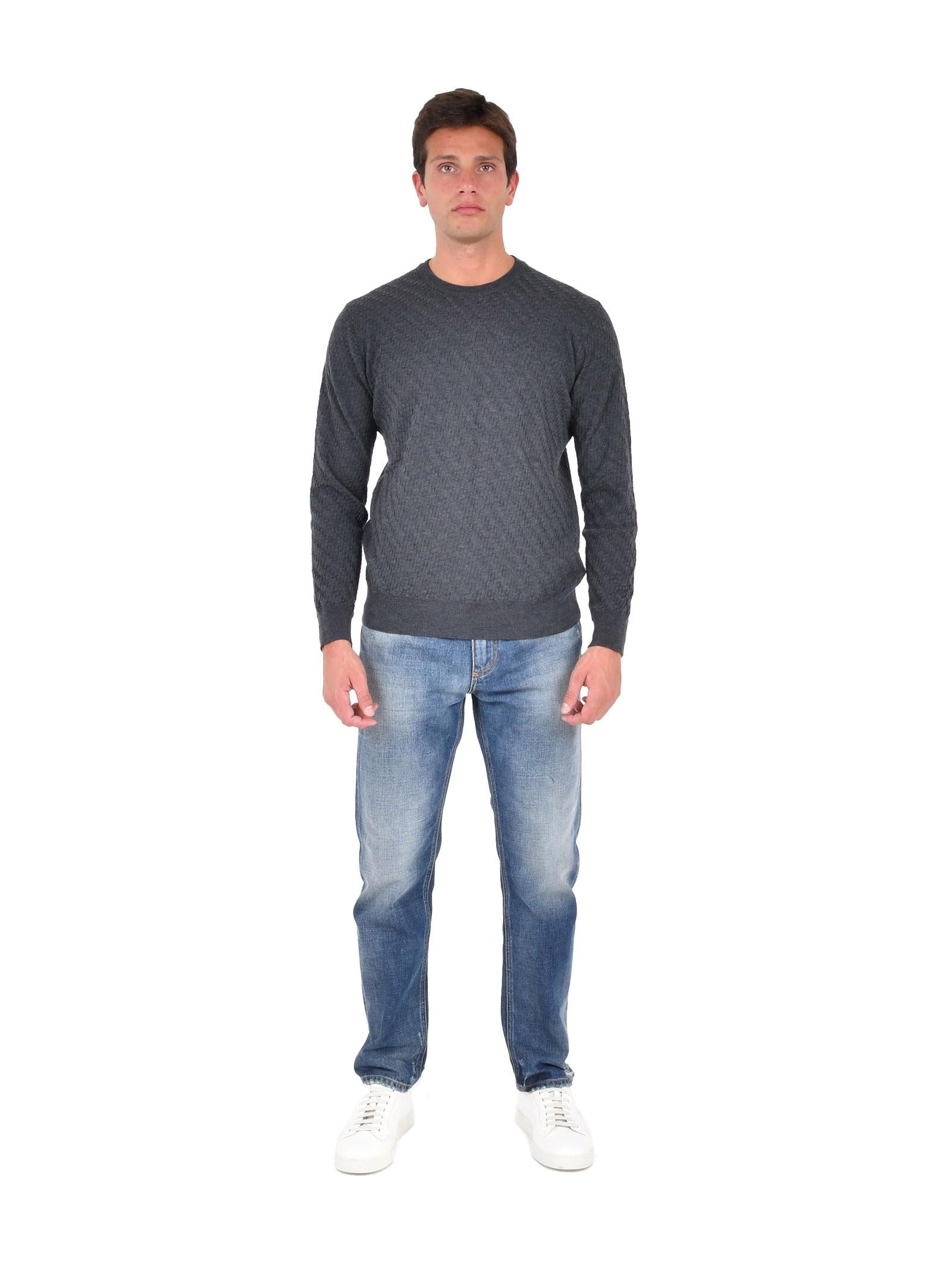 Low Brand All-Over Jacquard Wool Sweater — Gray, view 3
