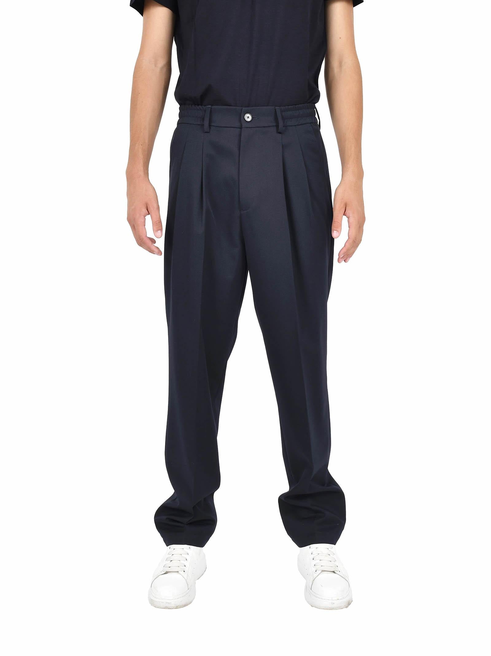 Low Brand Carrot Fit Cotton Trousers — Navy, view 3