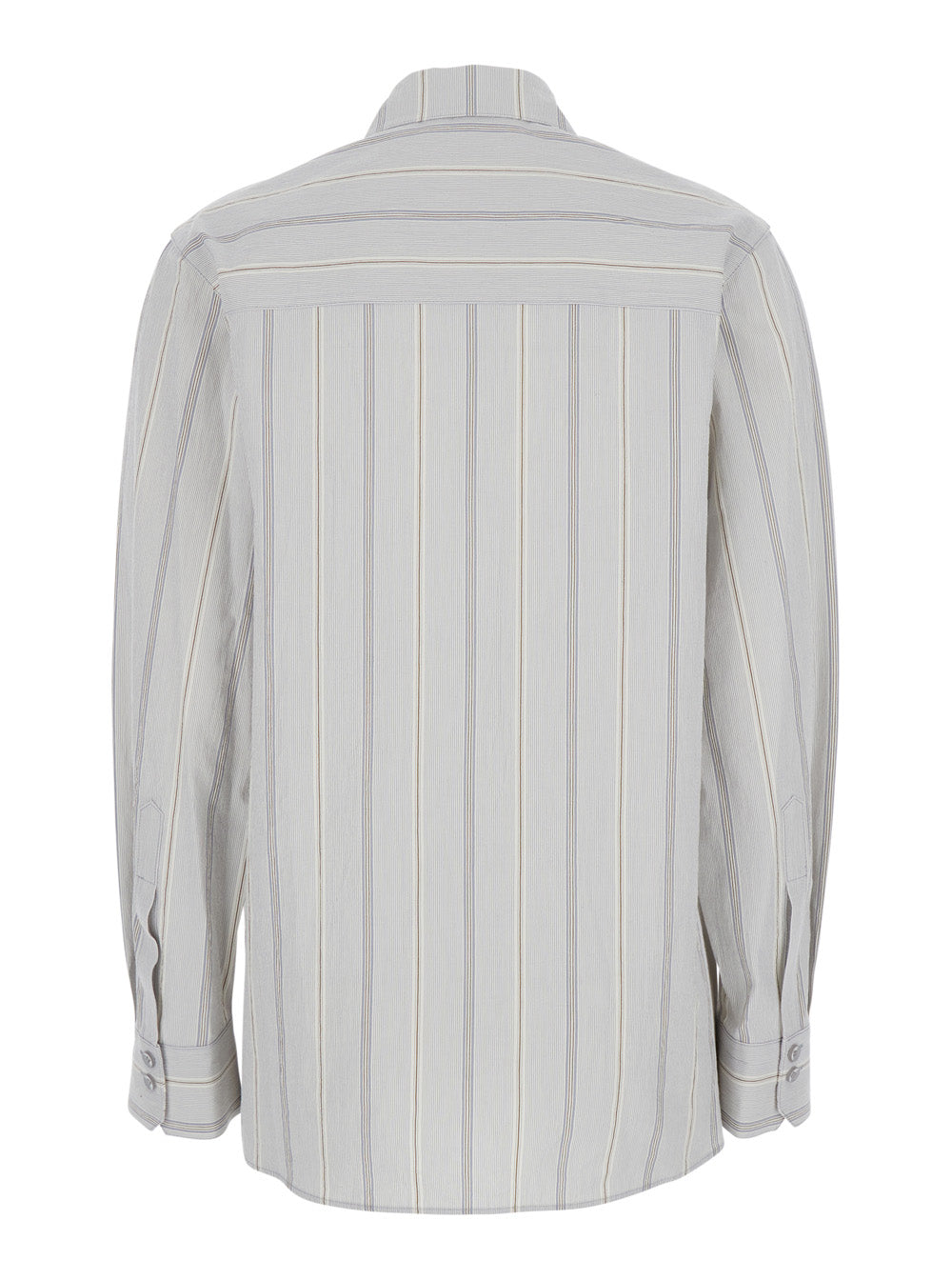 Low Classic Striped Cotton Shirt — Blue, view 2