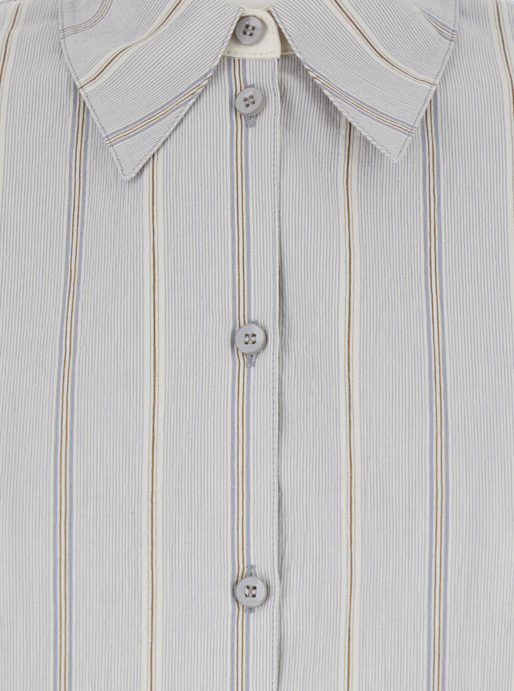 Low Classic Striped Cotton Shirt — Blue, view 3