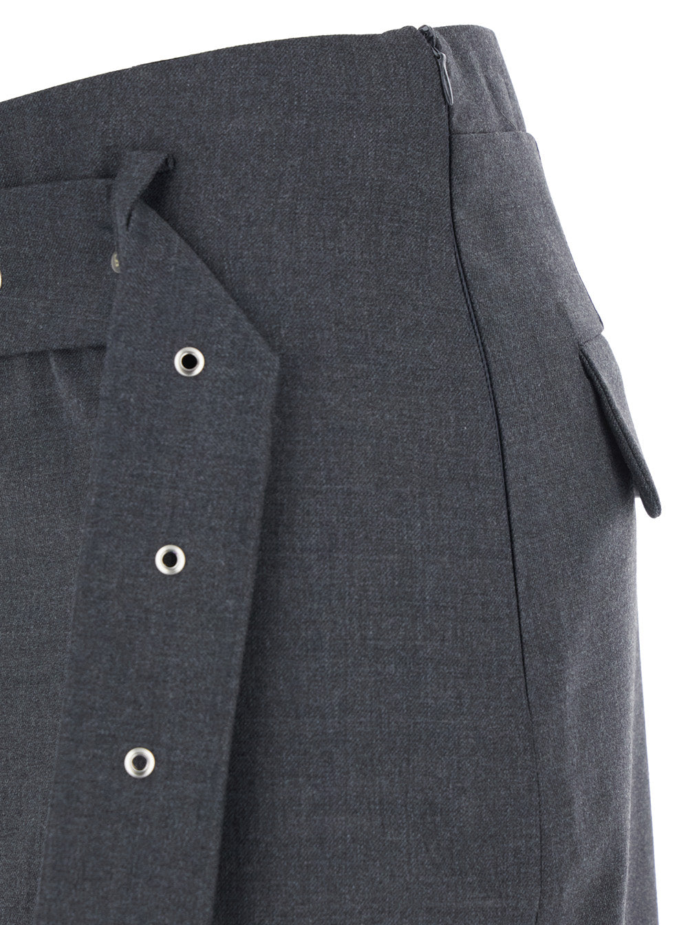 Low Classic Belted Waist Skirt — Gray, view 3