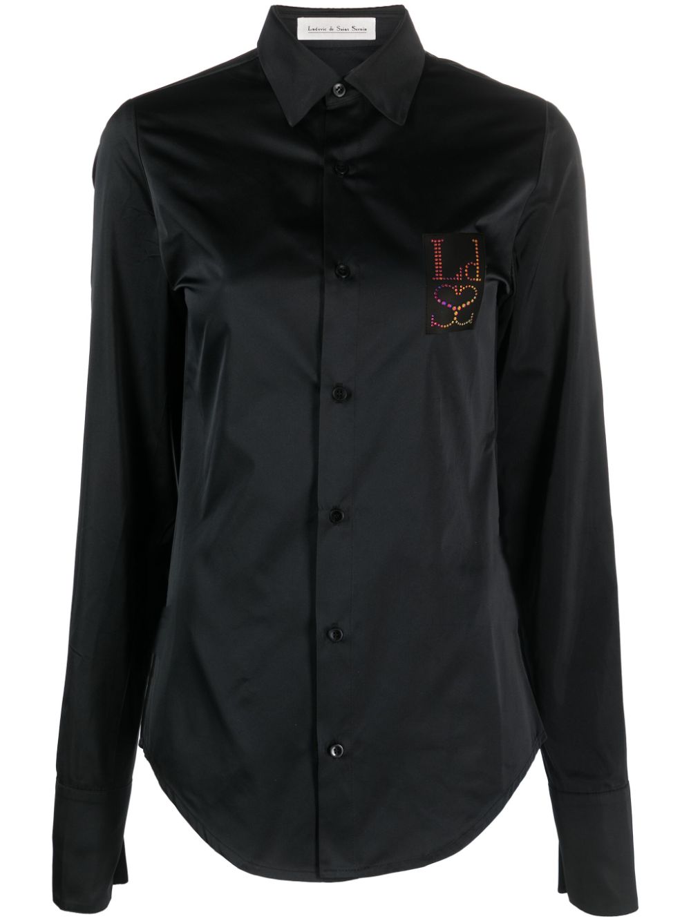 Ludovic De Saint Sernin Logo-Embellished Satin Shirt — Black by Ludovic De Saint Sernin