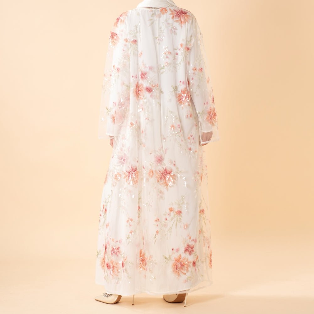 Luxury 3D Floral Sequin Embroidered Open Abaya for Weddings & Eid(MOA306), view 4