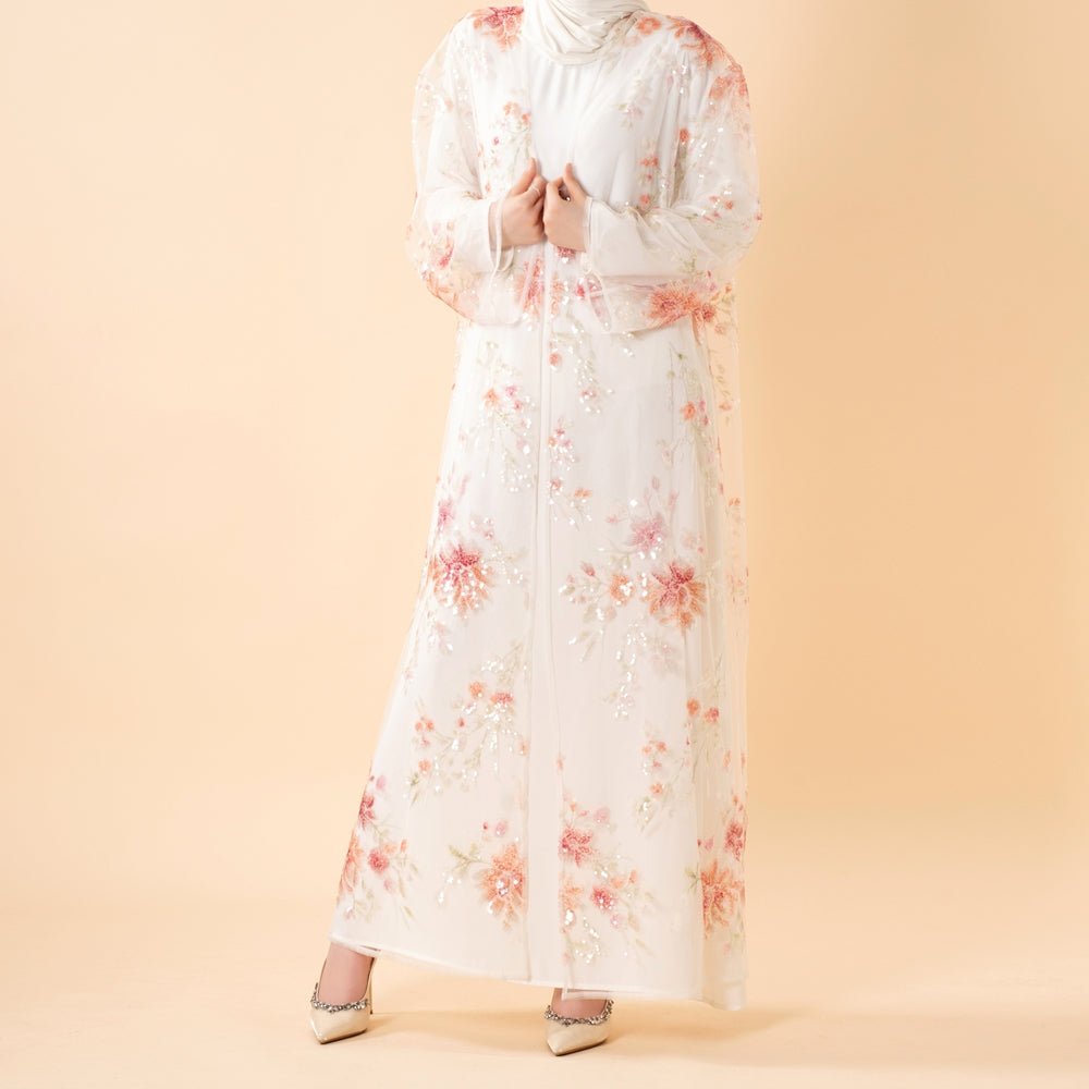 Luxury 3D Floral Sequin Embroidered Open Abaya for Weddings & Eid(MOA306), view 5