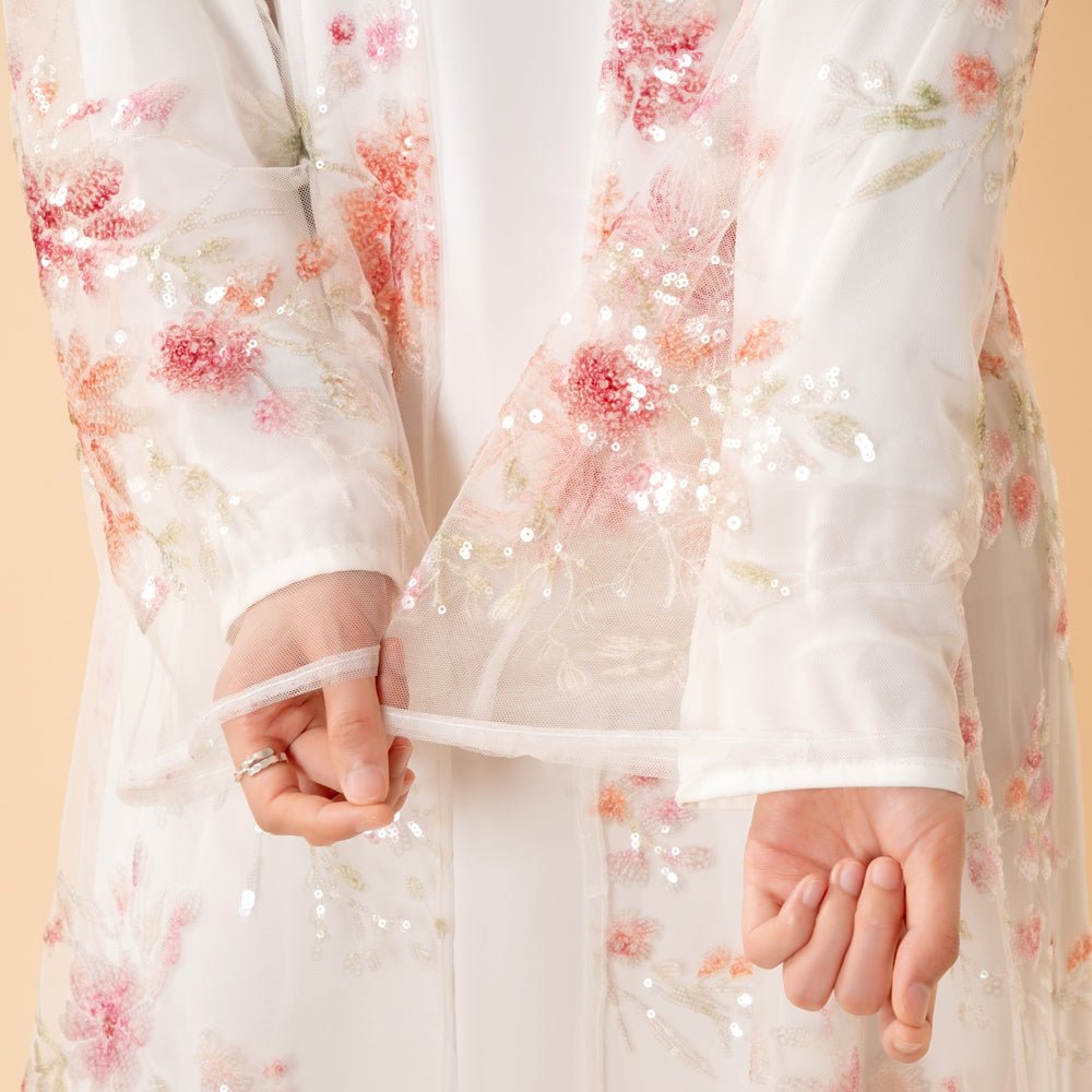 Luxury 3D Floral Sequin Embroidered Open Abaya for Weddings & Eid(MOA306), view 6