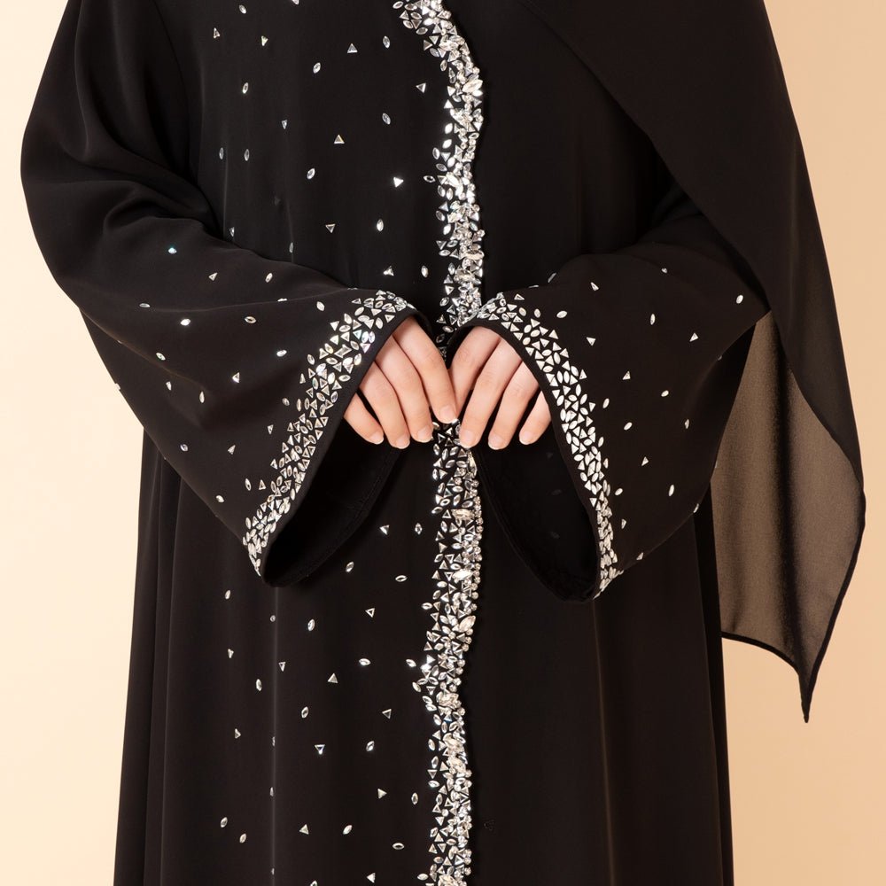 Luxury Black Starry Diamond Abaya  (MOA240), view 2