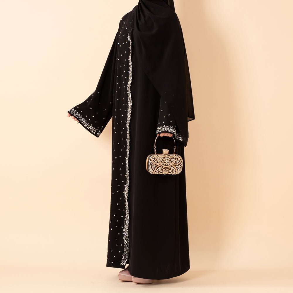 Luxury Black Starry Diamond Abaya  (MOA240), view 4