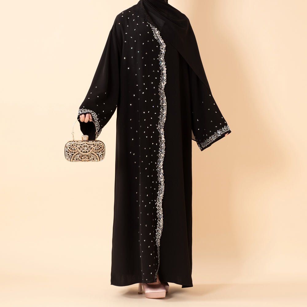 Luxury Black Starry Diamond Abaya  (MOA240), view 5