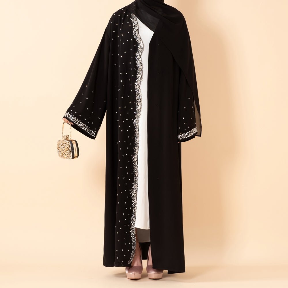 Luxury Black Starry Diamond Abaya  (MOA240), view 6