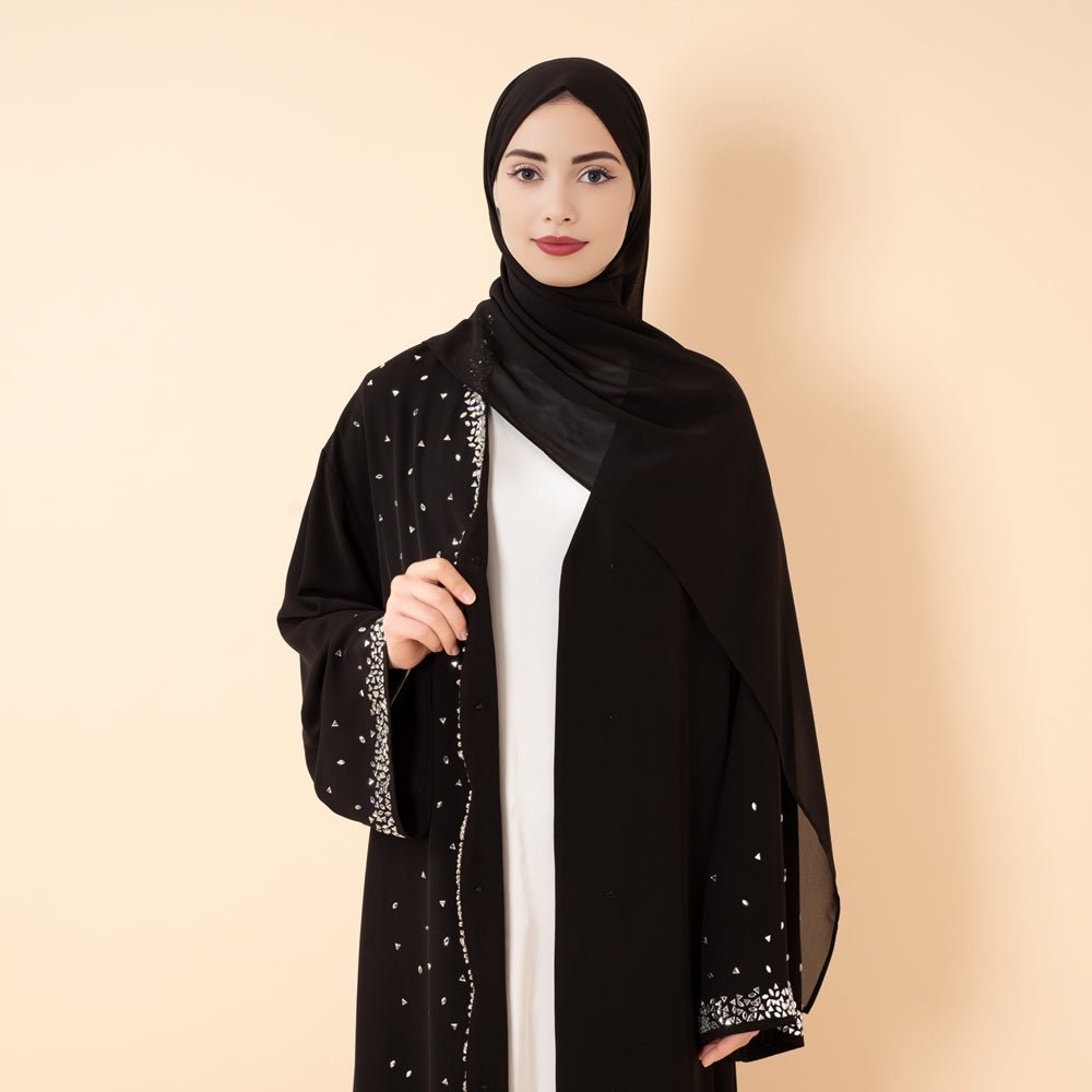 Luxury Black Starry Diamond Abaya  (MOA240), view 7