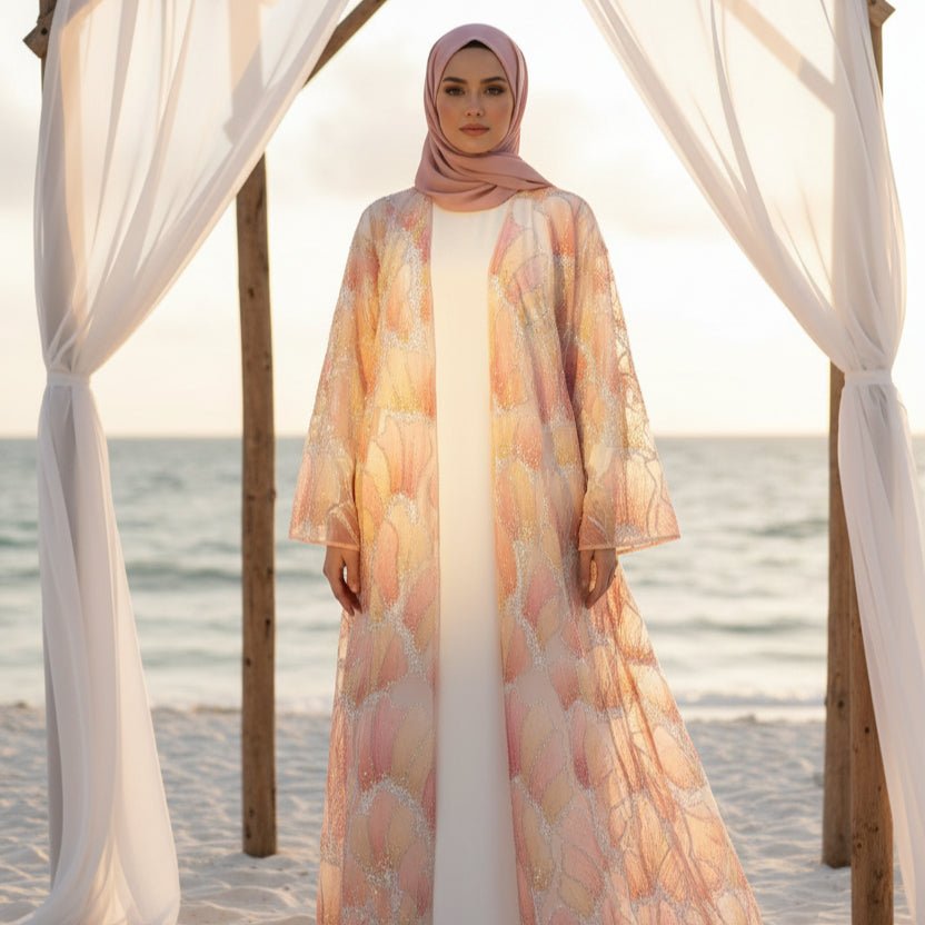 Petal Glow Hand-Embroidered Open Abaya — Secret Garden Series (MOA295), view 2