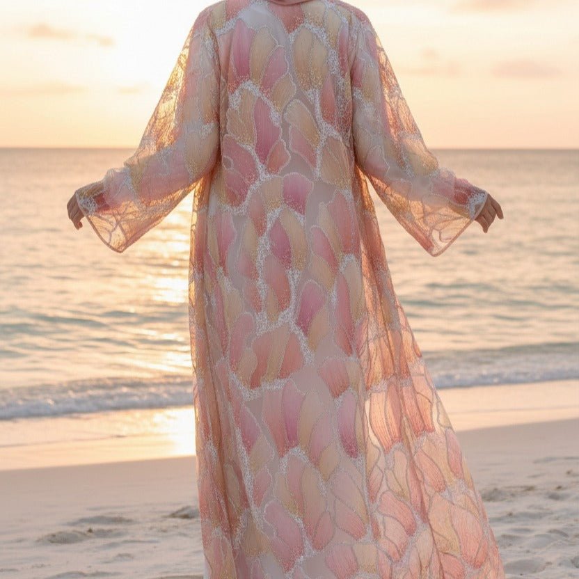 Petal Glow Hand-Embroidered Open Abaya — Secret Garden Series (MOA295), view 4