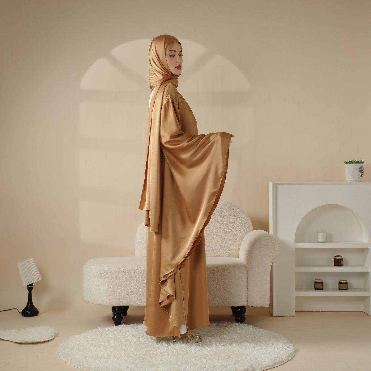 Luxury Satin Floaty Kaftan Abaya With Matching Hijab (MA054), view 3