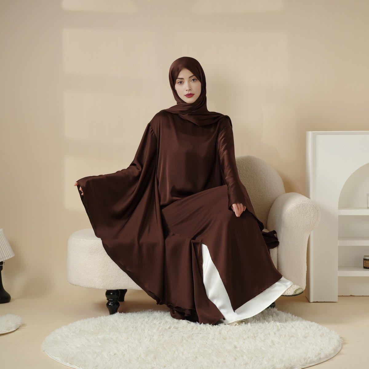 Luxury Satin Floaty Kaftan Abaya With Matching Hijab (MA054), view 4