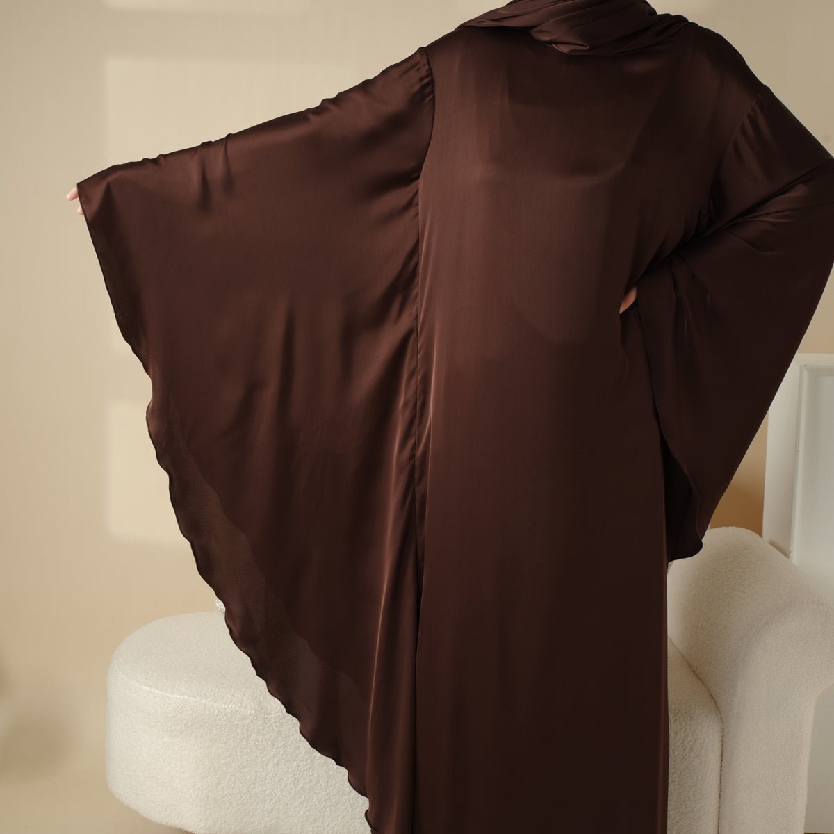Luxury Satin Floaty Kaftan Abaya With Matching Hijab (MA054), view 8