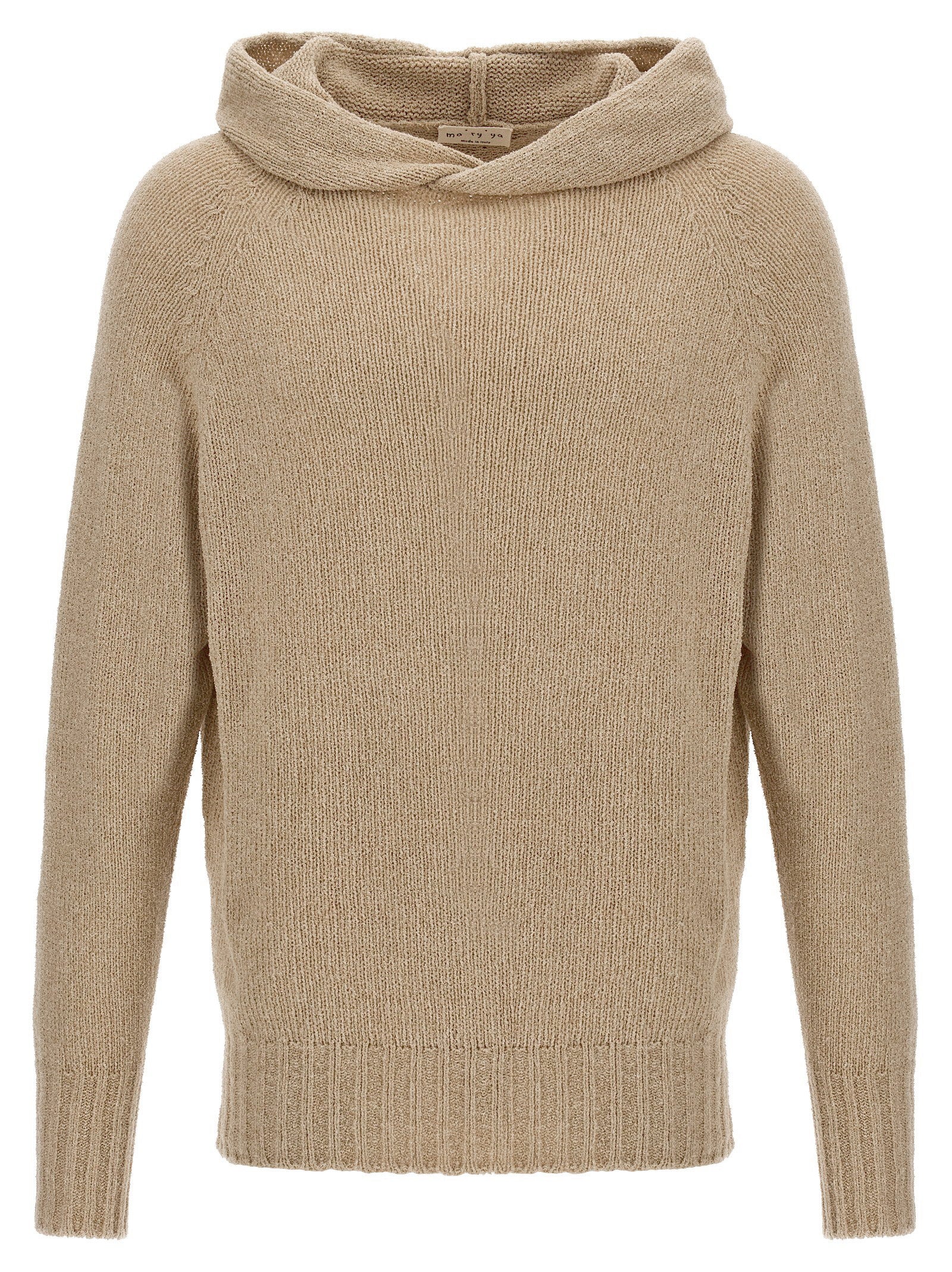 Ma'ry'ya Cashmere Blend Wool Hooded Sweater — Beige by Ma'ry'ya