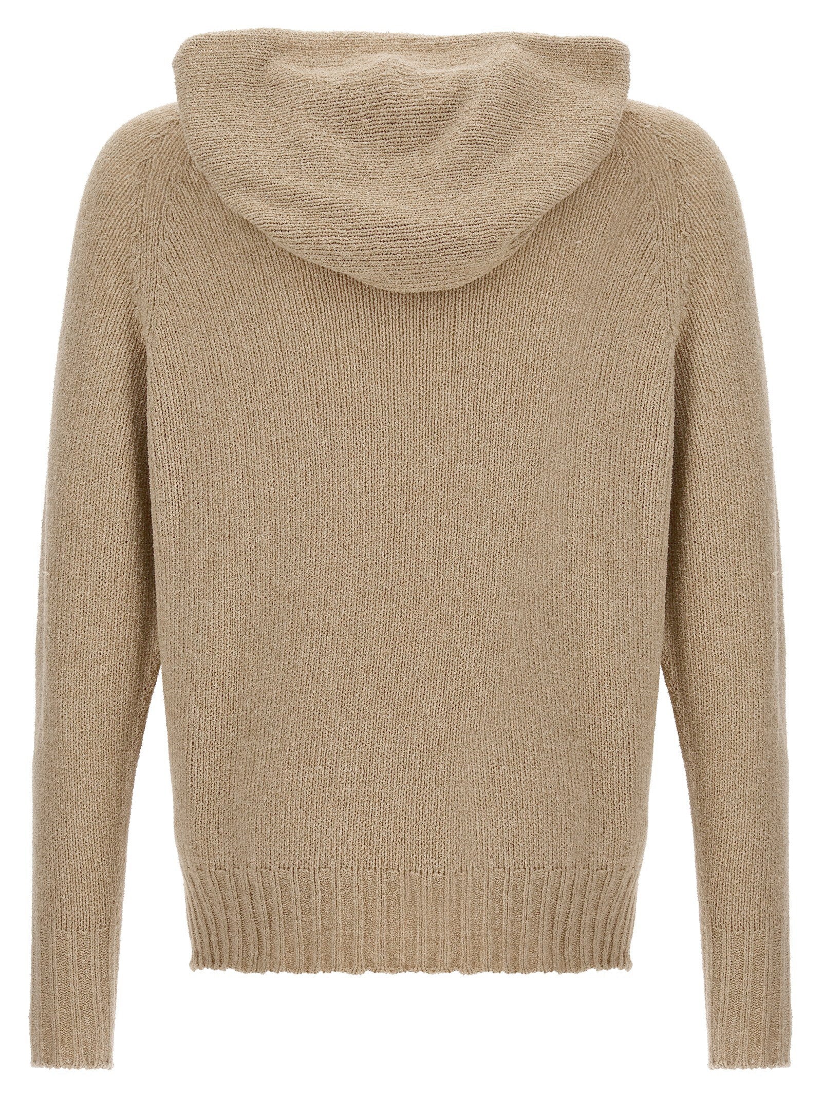 Ma'ry'ya Cashmere Blend Wool Hooded Sweater — Beige, view 2
