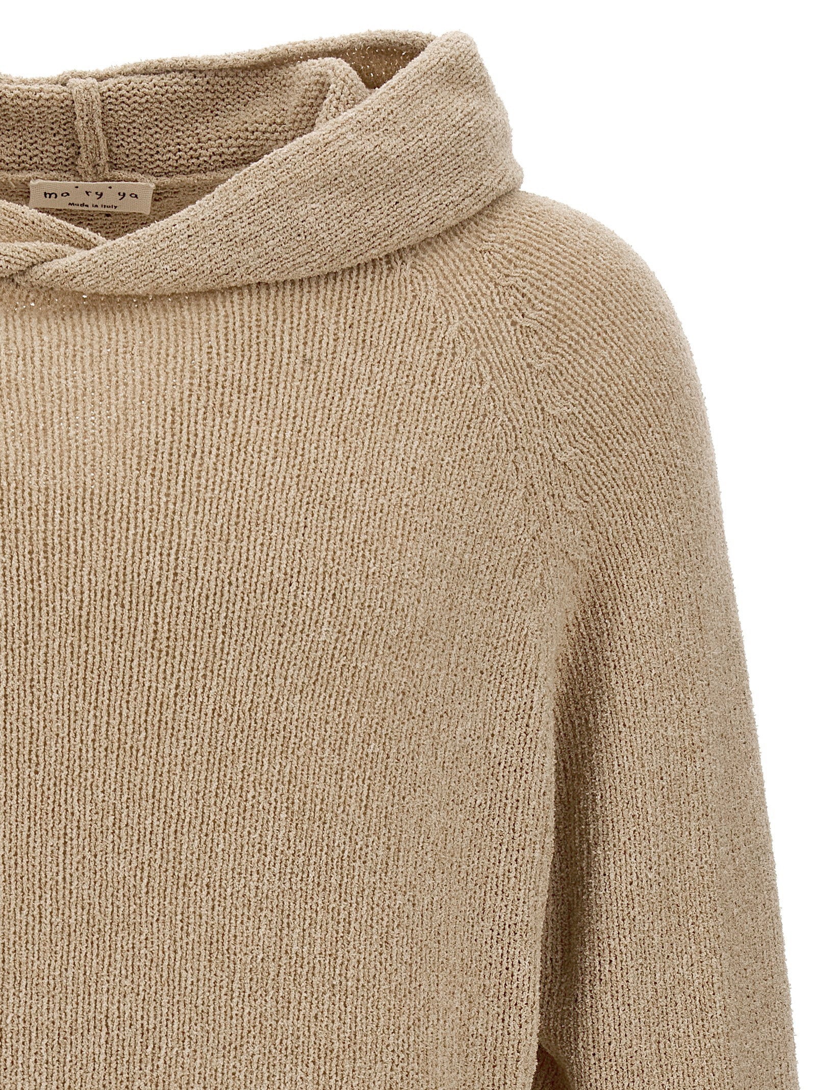 Ma'ry'ya Cashmere Blend Wool Hooded Sweater — Beige, view 3