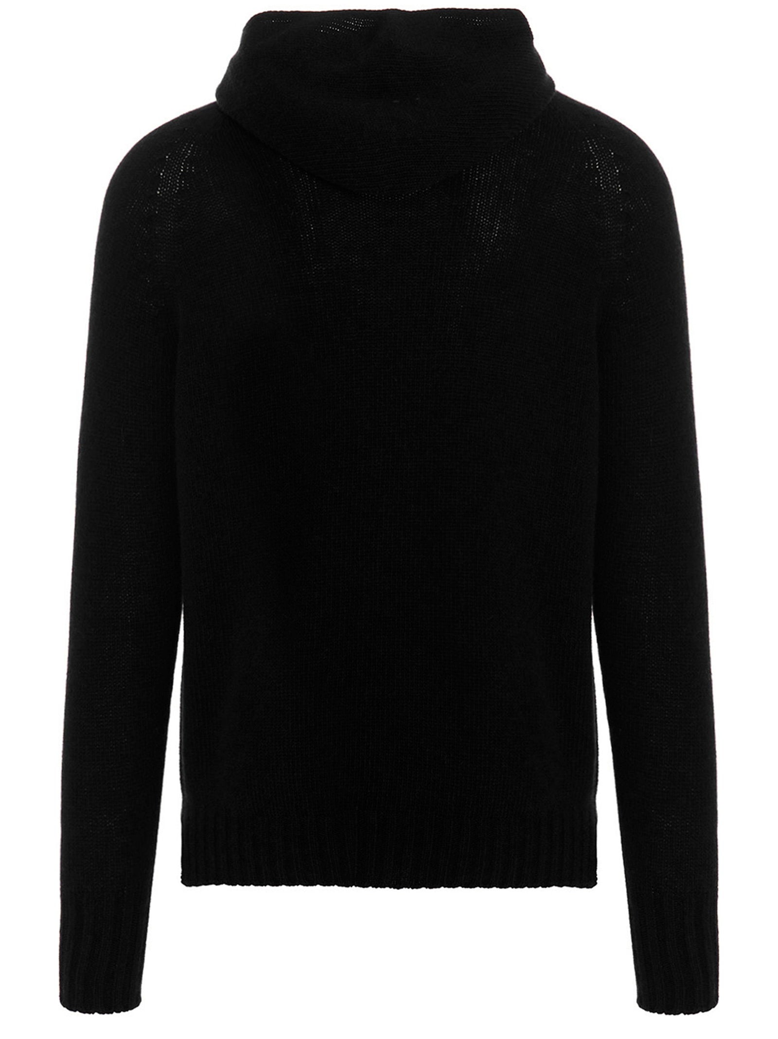 Ma'ry'ya Cashmere Blend Wool Hoodie — Black, view 2