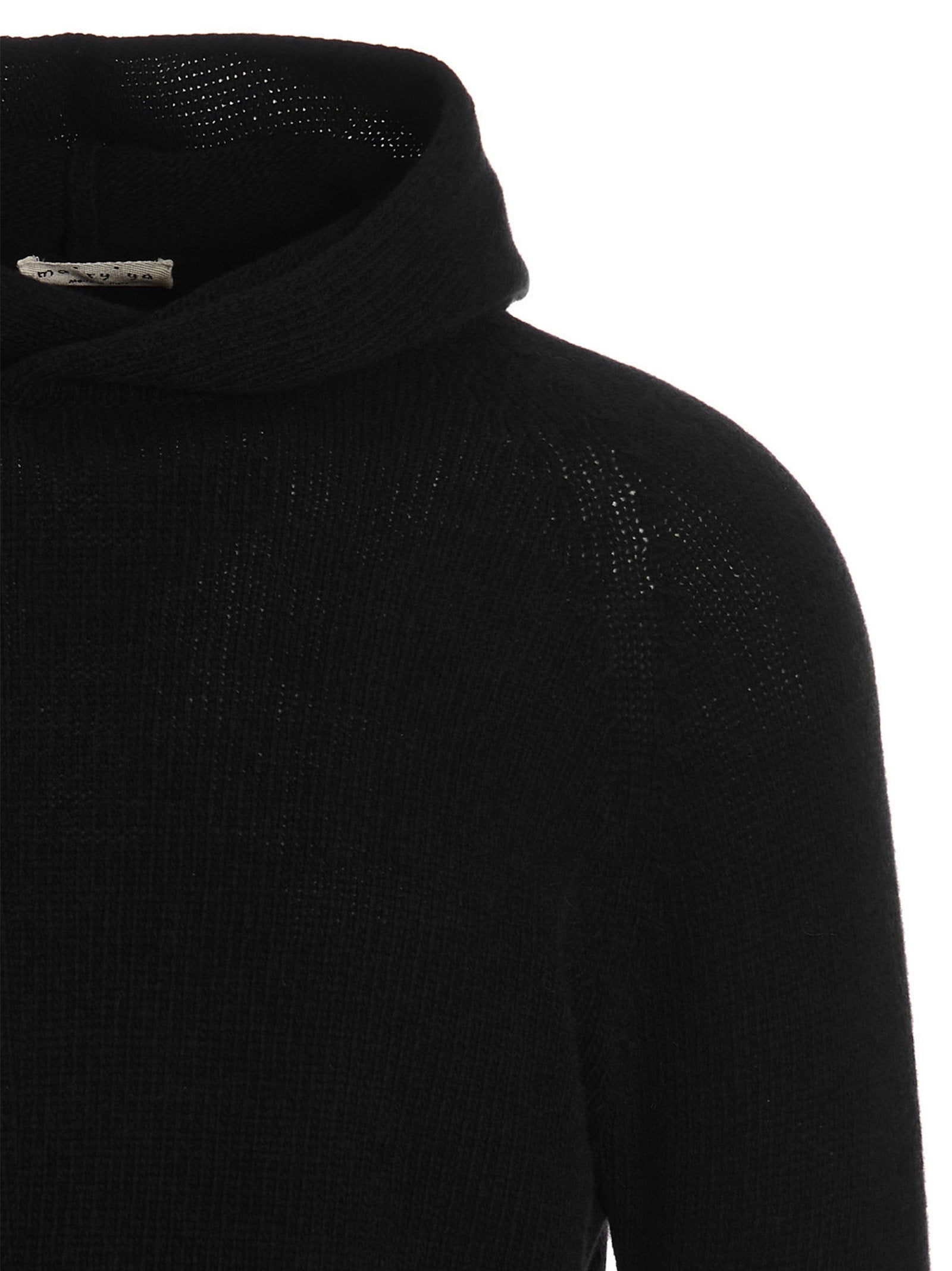 Ma'ry'ya Cashmere Blend Wool Hoodie — Black, view 3