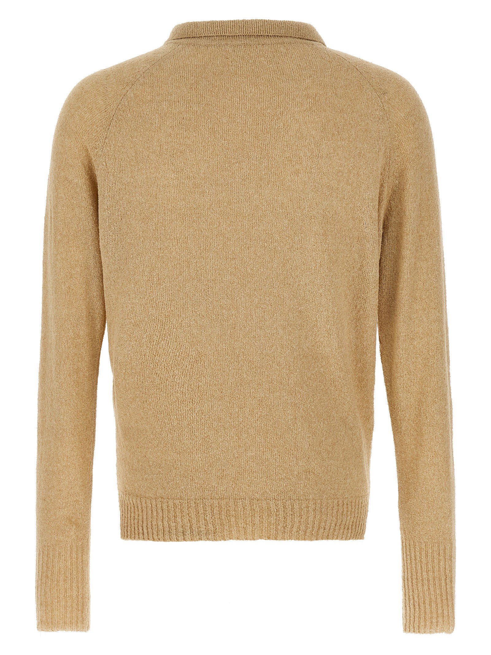 Ma'ry'ya Bouclé Cotton Polo Shirt — Beige, view 2