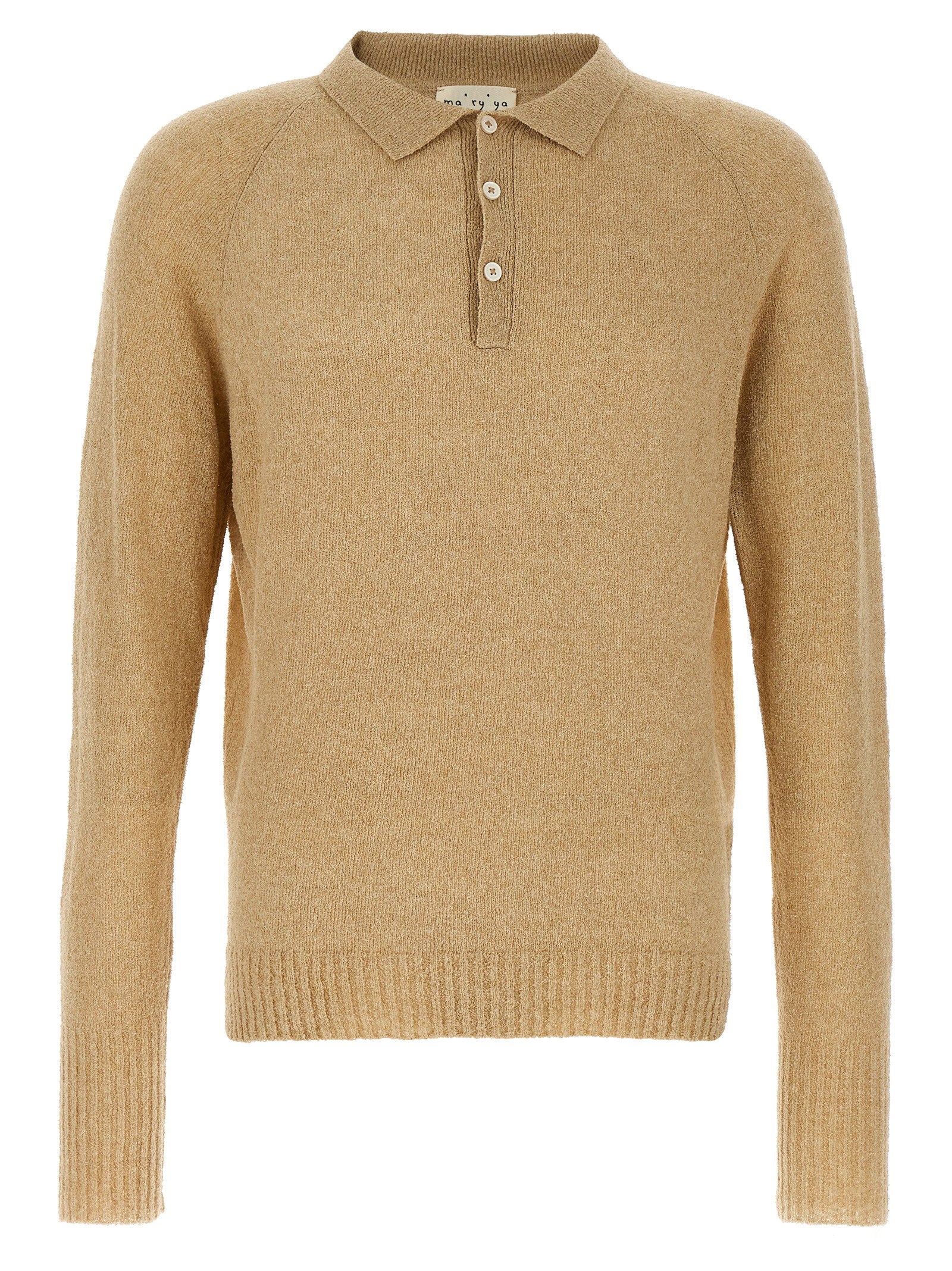 Ma'ry'ya Bouclé Cotton Polo Shirt — Beige by Ma'ry'ya