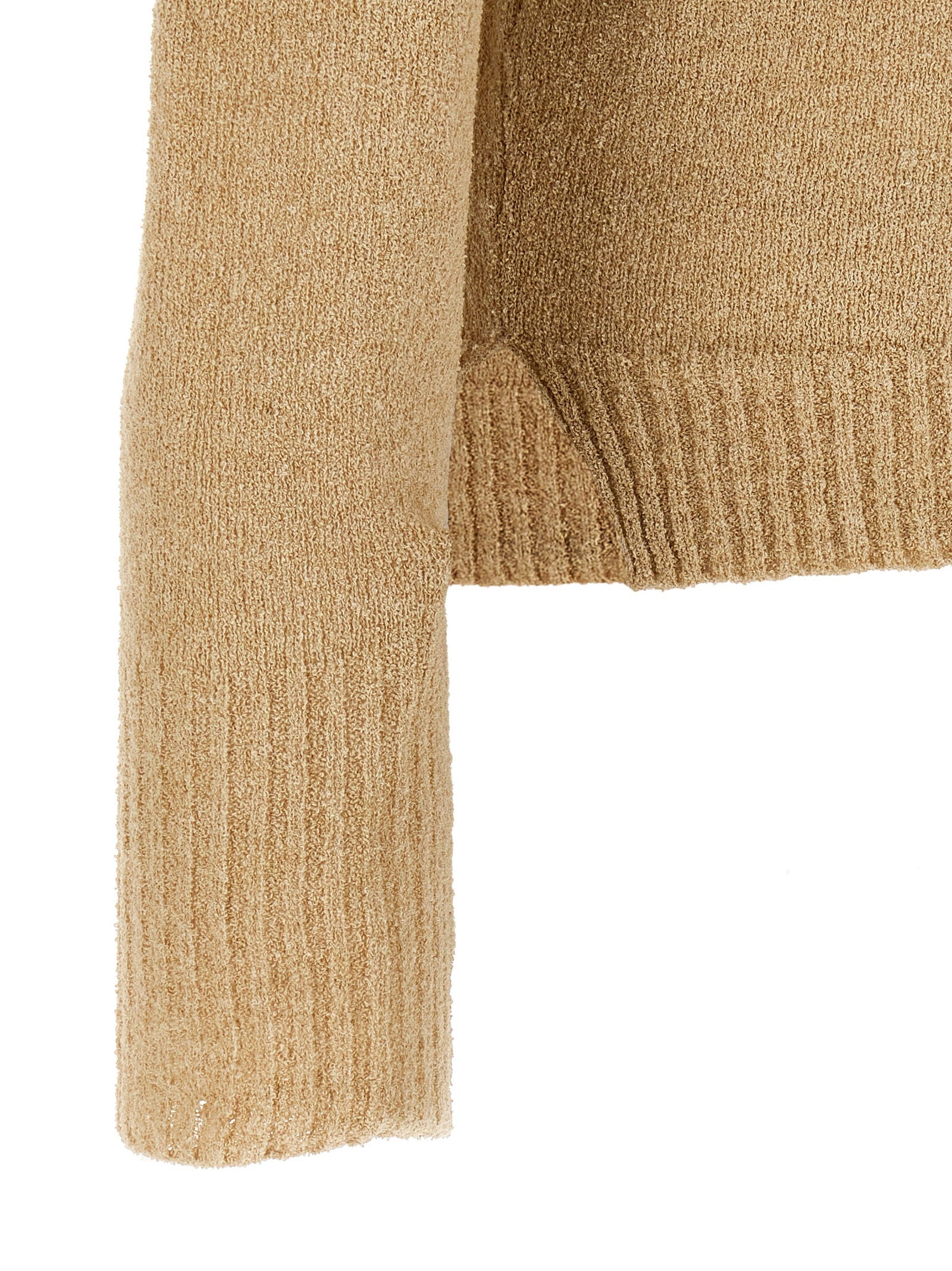Ma'ry'ya Bouclé Cotton Polo Shirt — Beige, view 4