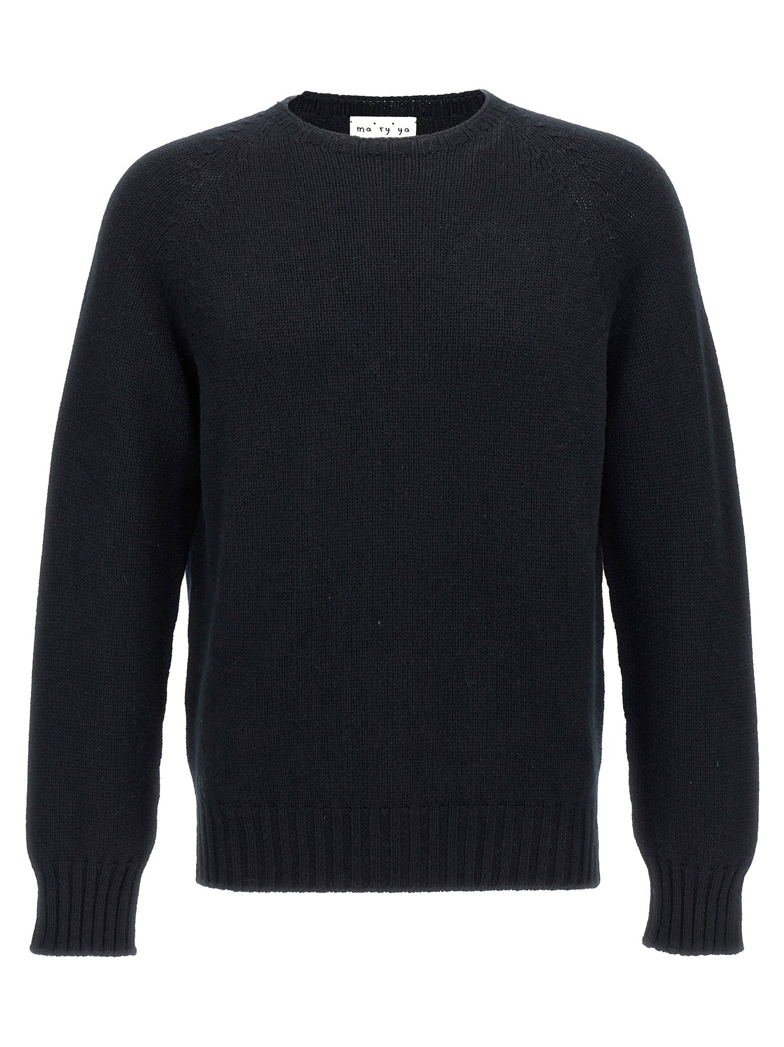 Ma'ry'ya Wool Blend Crew-Neck Sweater — Black by Ma'ry'ya