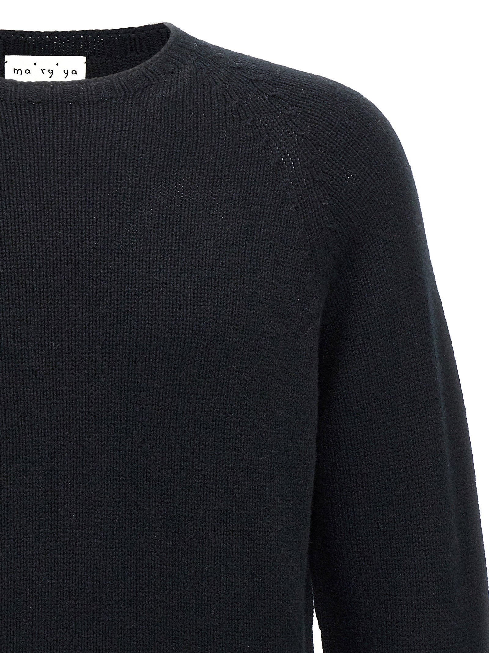 Ma'ry'ya Wool Blend Crew-Neck Sweater — Black, view 3