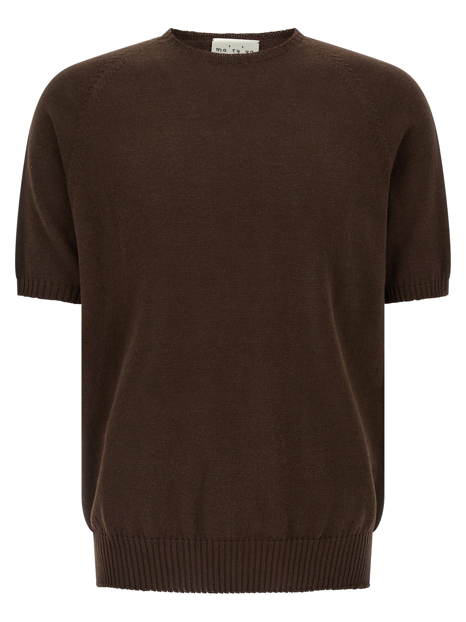 Ma'ry'ya Cotton Crew-Neck Sweater — Brown by Ma'ry'ya