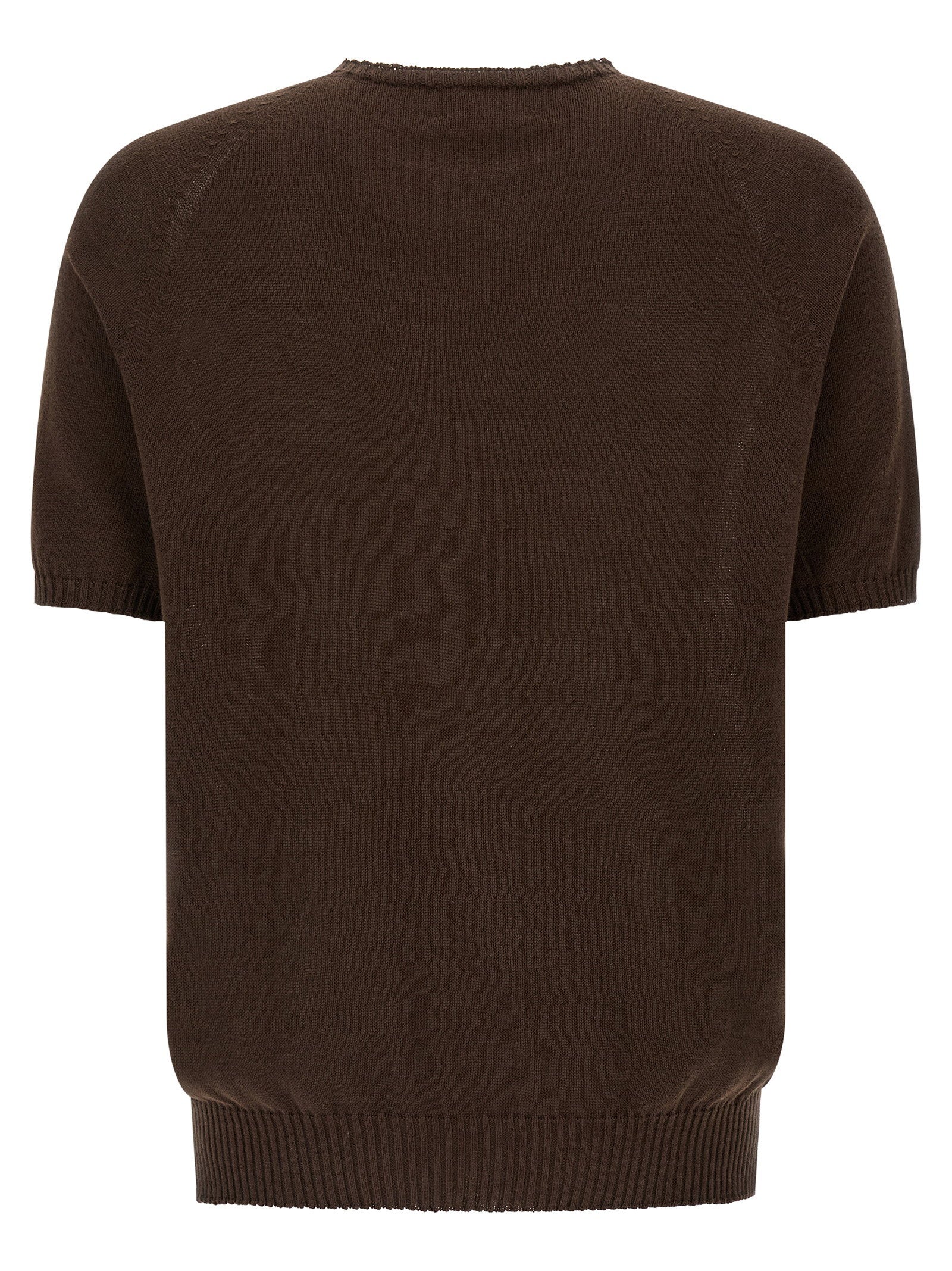 Ma'ry'ya Cotton Crew-Neck Sweater — Brown, view 2