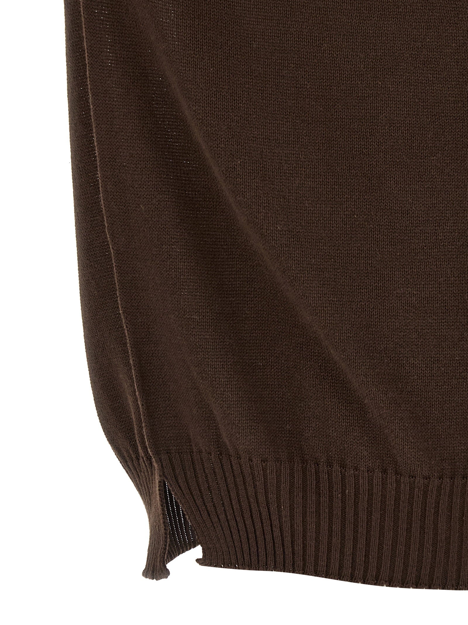 Ma'ry'ya Cotton Crew-Neck Sweater — Brown, view 4
