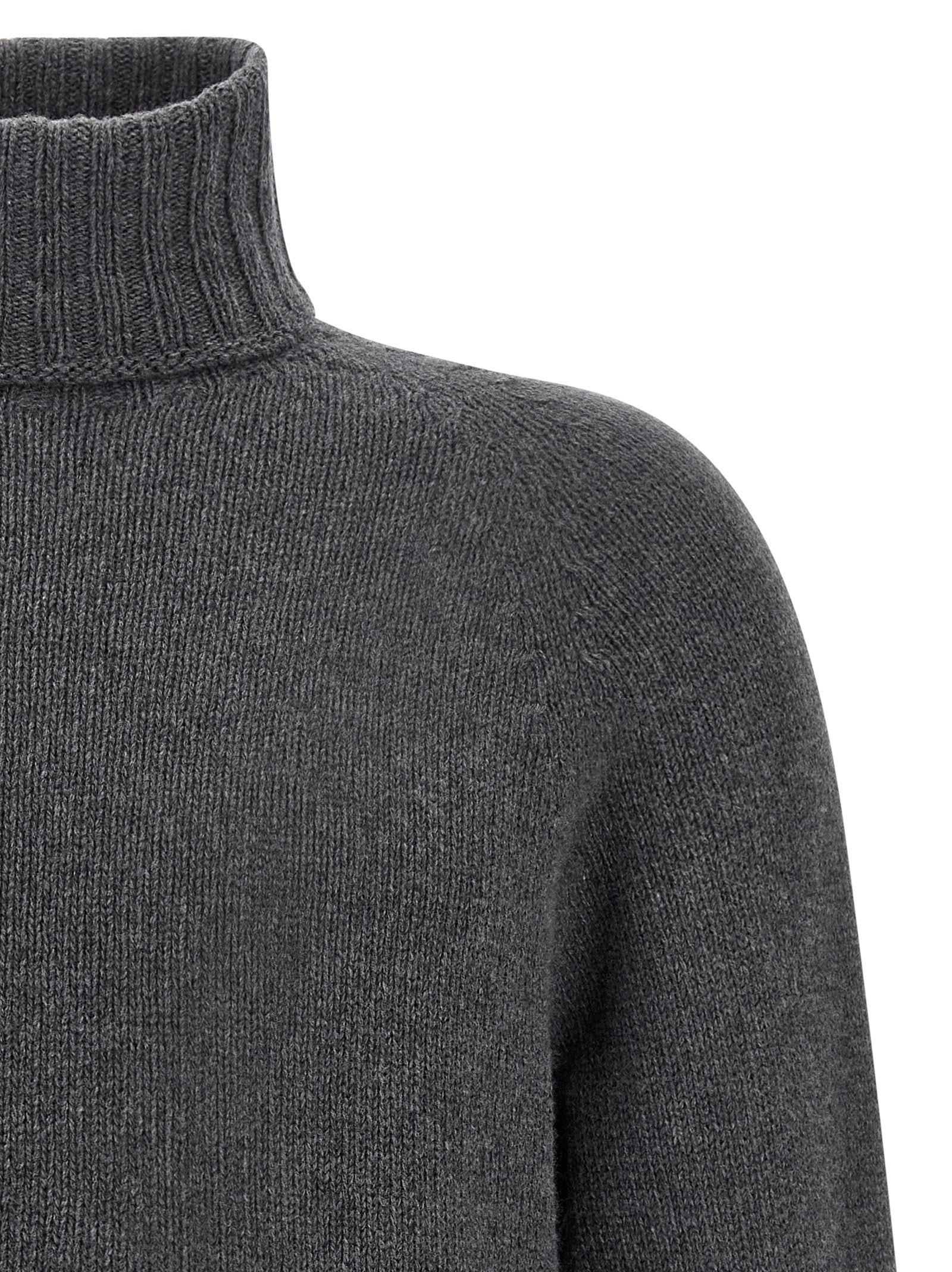 Ma'ry'ya Virgin Wool and Cashmere Blend Sweater — Charcoal, view 3