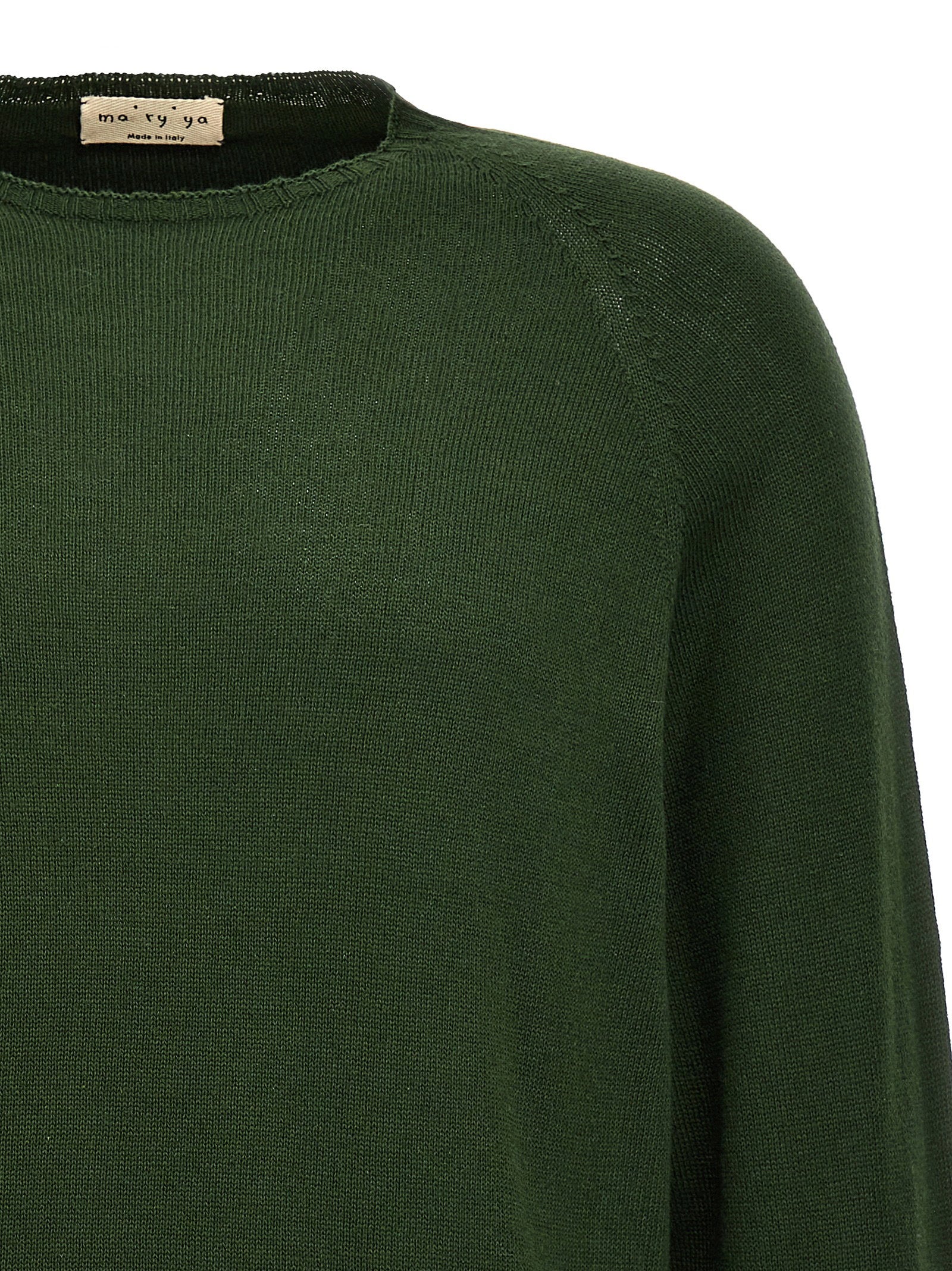 Ma'ry'ya Cotton and Cashmere Blend Sweater — Green, view 3
